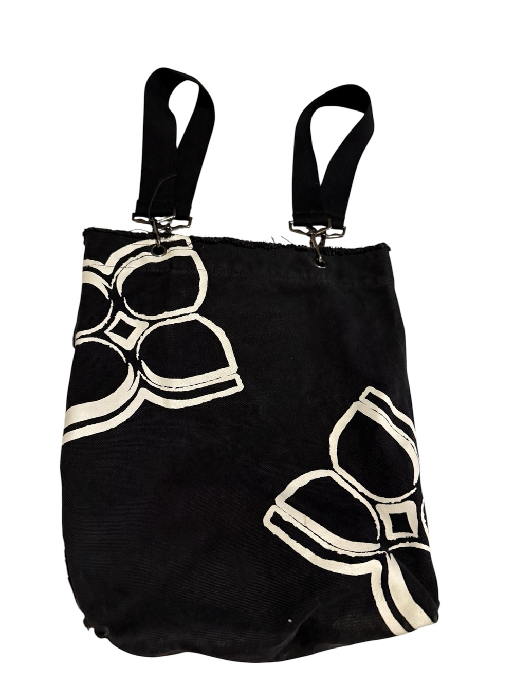 BCBGMaxAzria Black Canvas Tote with White Logo Accents